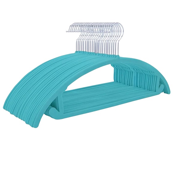 Premium Turquoise/Teal Chrome Hook Non-Slip Space Saving Velvet Hangers  Velvet - Picture 1 of 5
